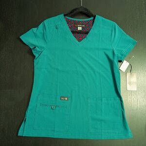 Koi Basics Becca Scrub Top Hunter Green Women's Size Small NWT Christmas